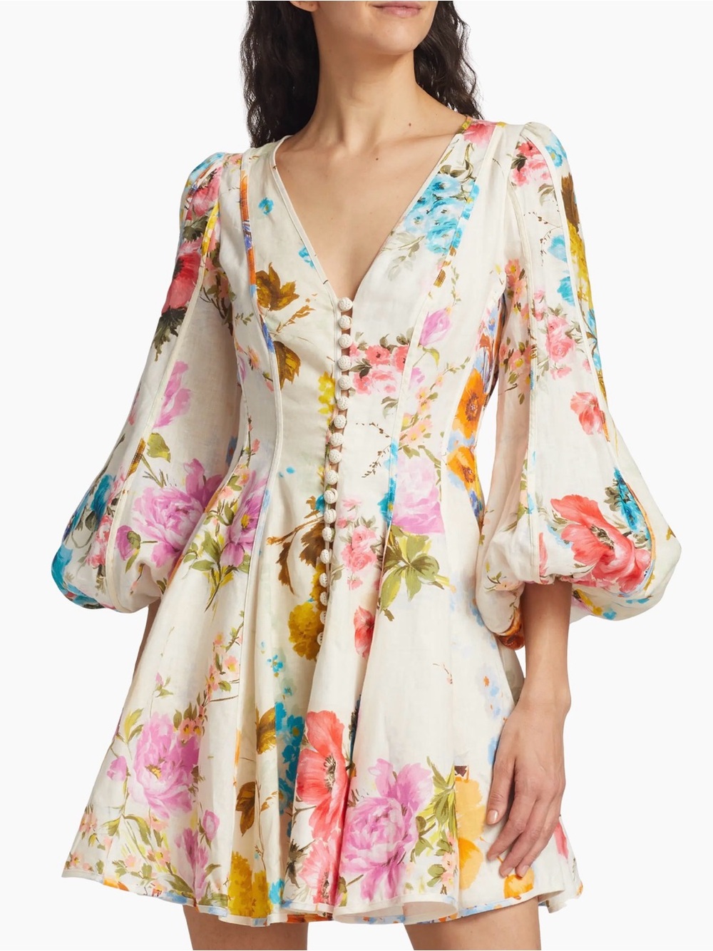 Zimmermann Halcyon Paneled Linen Minidress